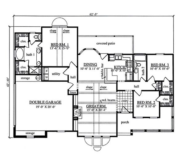 Southern Floor Plan - Main Floor Plan #42-407