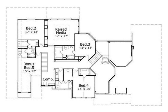 Floor Plan - Upper Floor for European House Plan #411-779 - 5 bed, 4.5 bath