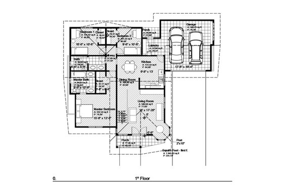 Floor Plan - Main Floor for Craftsman House Plan #476-1 - 3 bed, 2 bath