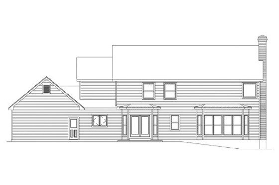 Exterior - Rear Elevation for Colonial House Plan #57-218 - 4 bed, 3.5 bath