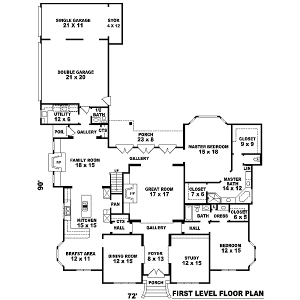 Colonial Floor Plan - Main Floor Plan #81-1630