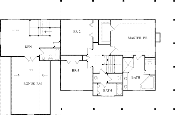 Country Floor Plan - Upper Floor Plan #71-137
