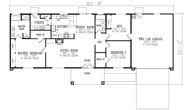 Adobe / Southwestern Floor Plan - Main Floor Plan #1-322