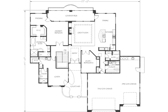 Floor Plan - Main Floor for Mediterranean House Plan #24-270 - 7 bed, 5 bath