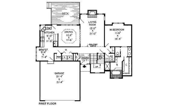 Floor Plan - Main Floor for Traditional House Plan #312-790 - 3 bed, 2.5 bath