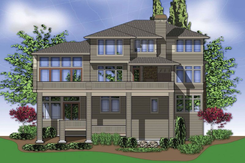 Home Plan - Exterior - Rear Elevation for Contemporary House Plan #48-255 - 5 bed, 5.5 bath