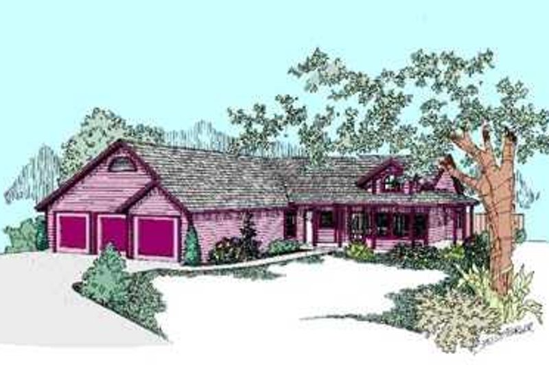 Architectural House Design - Ranch Exterior - Front Elevation Plan #60-493