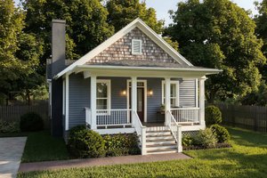 Exterior - Front Elevation for Bungalow House Plan #79-174 - 2 bed, 2 bath