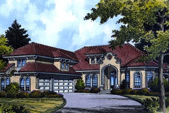 Exterior - Front Elevation for European House Plan #417-443 - 5 bed, 4 bath