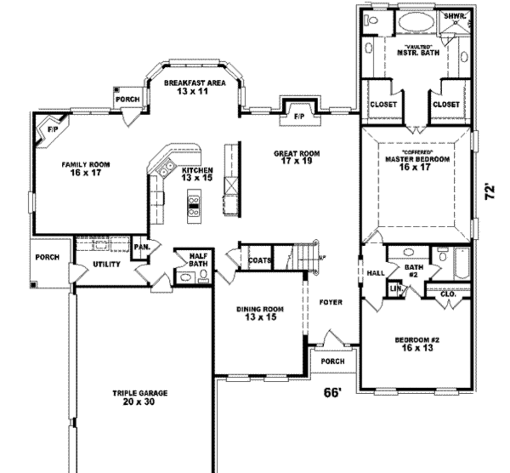 European Style House Plan - 4 Beds 3.5 Baths 4001 Sq/Ft Plan #81-608 ...