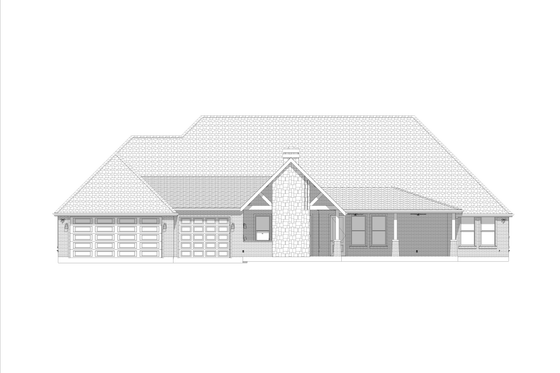 Exterior - Rear Elevation 1 for Farmhouse House Plan #1127-19 - 3 bed, 3 bath