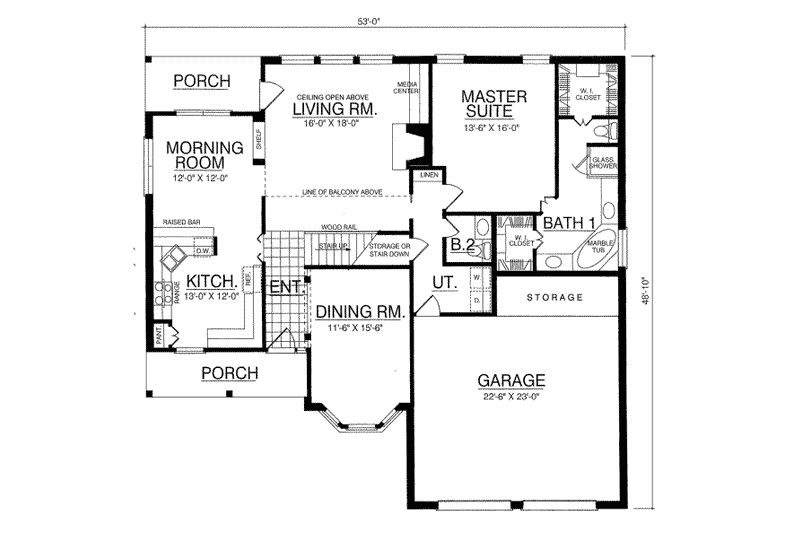 Architectural House Design - Floor Plan - Main Floor for European House Plan #40-327 - 4 bed, 3.5 bath