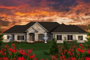 Ranch Exterior - Front Elevation Plan #70-1177