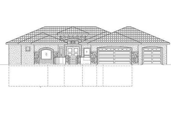 Exterior - Front Elevation for Mediterranean House Plan #24-270 - 7 bed, 5 bath