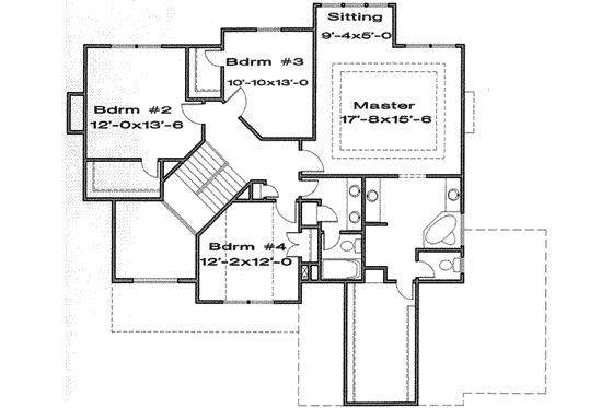 Floor Plan - Upper Floor for Traditional House Plan #6-134 - 4 bed, 2.5 bath