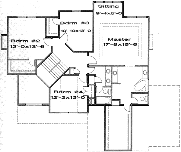 Traditional Floor Plan - Upper Floor Plan #6-134