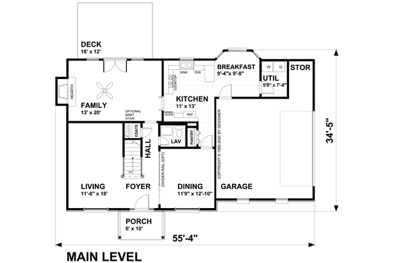 Floor Plan - Main Floor for Traditional House Plan #30-349 - 4 bed, 2.5 bath
