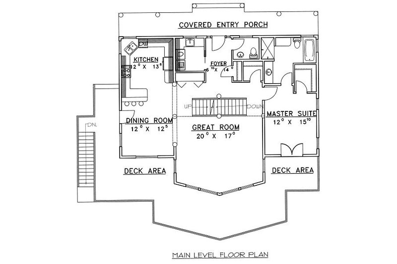 Home Plan - Floor Plan - Main Floor for Bungalow House Plan #117-542 - 3 bed, 2.5 bath