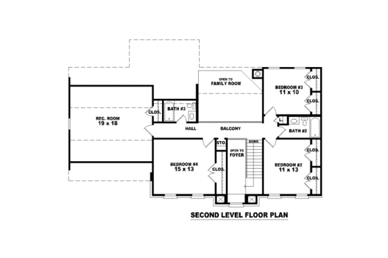 Floor Plan - Upper Floor for Colonial House Plan #81-13649 - 4 bed, 3.5 bath