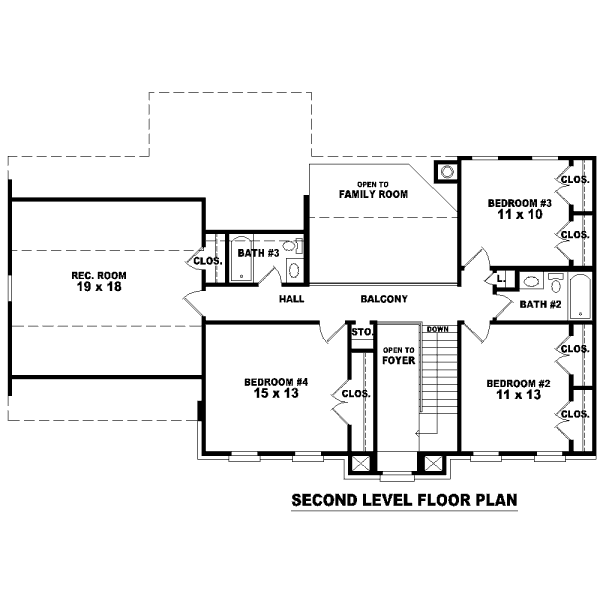 Colonial Floor Plan - Upper Floor Plan #81-13649