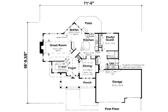 Floor Plan - Main Floor for Traditional House Plan #312-551 - 4 bed, 3 bath