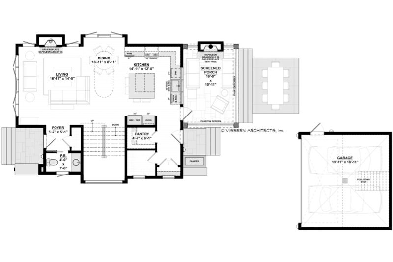 Home Plan - Floor Plan - Main Floor for Contemporary House Plan #928-386 - 2 bed, 2.5 bath