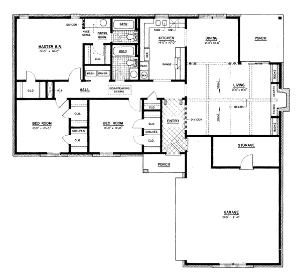 House Plan Design - Ranch Floor Plan - Main Floor Plan #36-373
