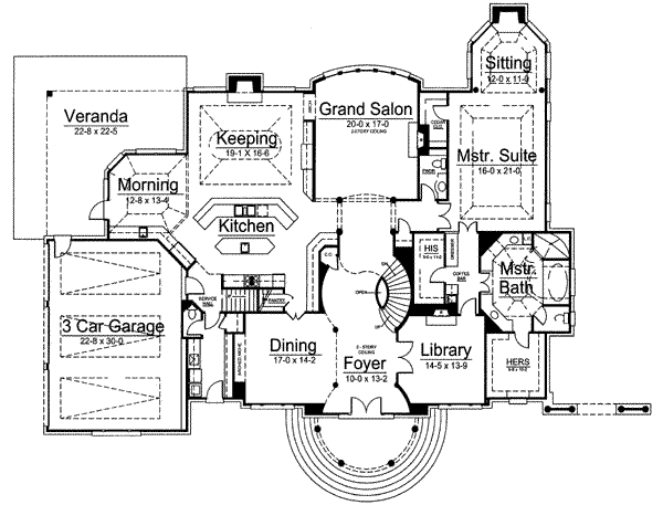 House Blueprint - Colonial Floor Plan - Main Floor Plan #119-161