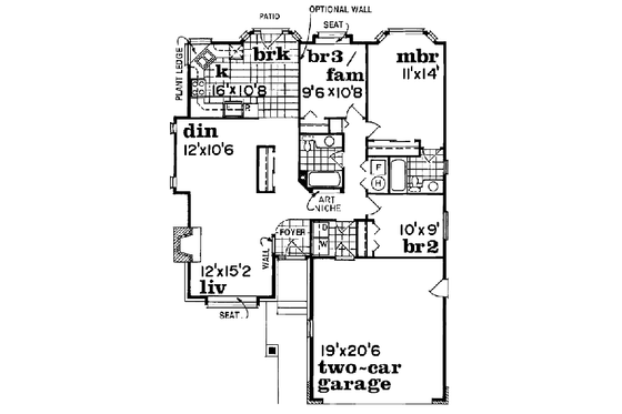 Floor Plan - Main Floor for Traditional House Plan #47-241 - 2 bed, 2 bath