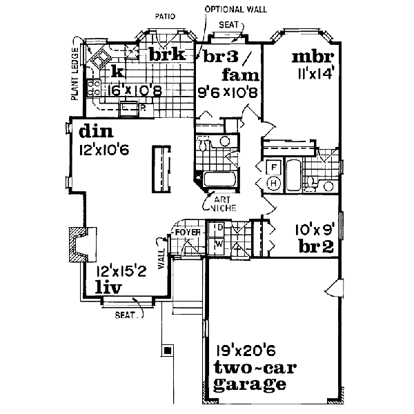 Floor Plan - Main Floor for Traditional House Plan #47-241 - 2 bed, 2 bath