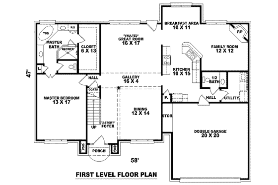 Floor Plan - Main Floor for European House Plan #81-842 - 4 bed, 2.5 bath