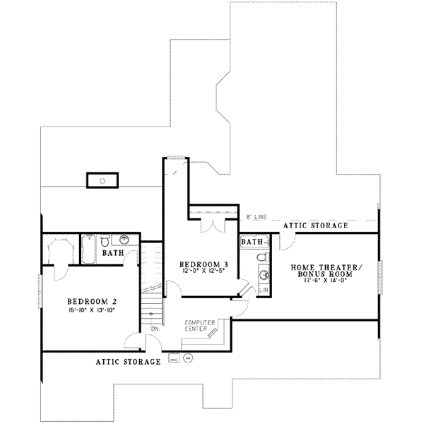 Traditional Floor Plan - Upper Floor Plan #17-2092