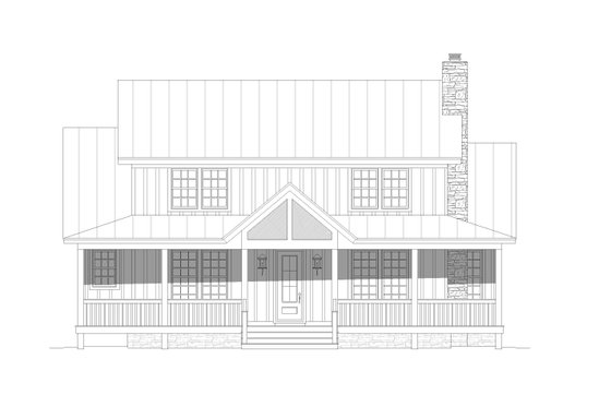 Exterior - Front Elevation 3 for Cabin House Plan #932-44 - 4 bed, 2.5 bath