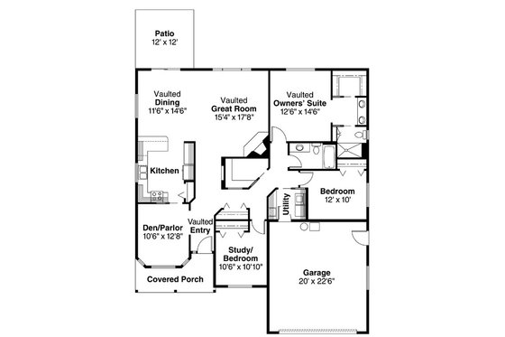 Floor Plan - Main Floor for Traditional House Plan #124-738 - 3 bed, 2 bath