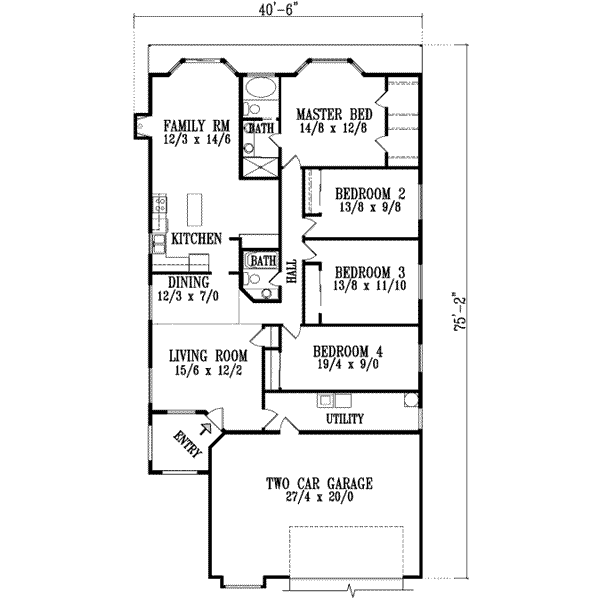 Adobe / Southwestern Floor Plan - Main Floor Plan #1-784