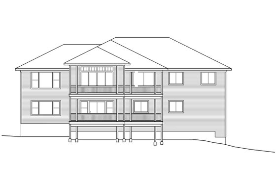 Exterior - Rear Elevation for Traditional House Plan #124-1118 - 3 bed, 2.5 bath