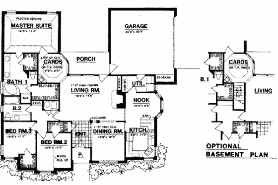 Floor Plan - Main Floor for Traditional House Plan #40-311 - 3 bed, 2 bath