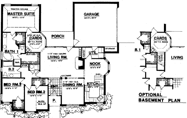 Floor Plan - Main Floor for Traditional House Plan #40-311 - 3 bed, 2 bath