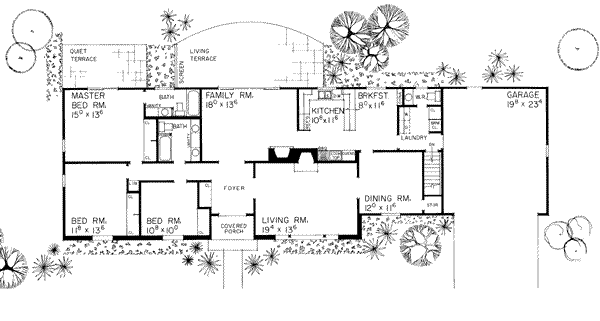 Ranch Floor Plan - Main Floor Plan #72-199