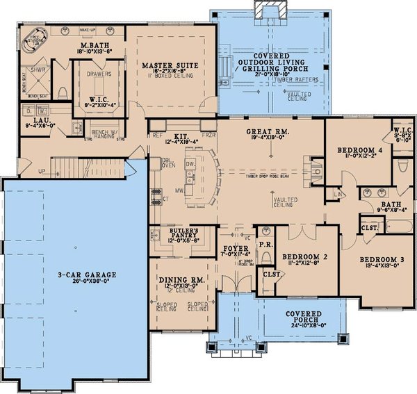 Architectural House Design - Floor Plan - Main Floor for Traditional House Plan #923-519 - 4 bed, 3.5 bath