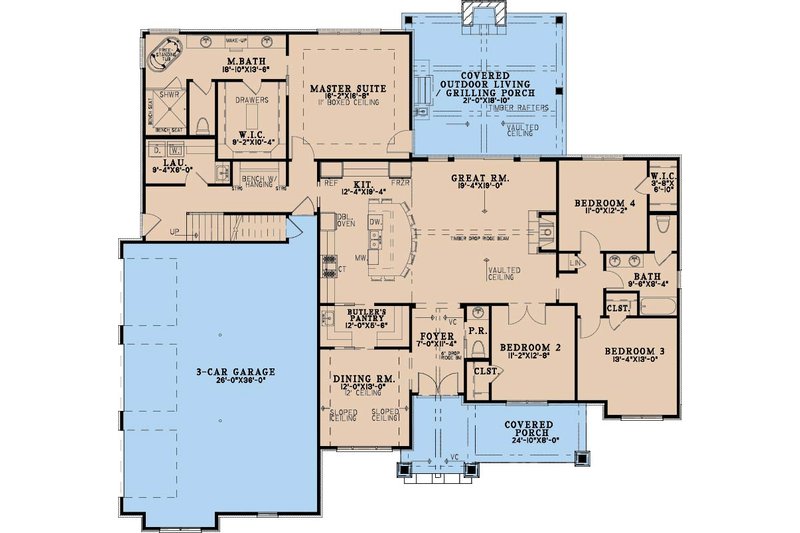 Architectural House Design - Floor Plan - Main Floor for Traditional House Plan #923-519 - 4 bed, 3.5 bath