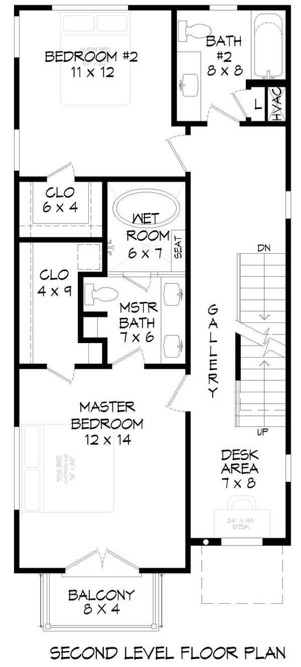 House Blueprint - Floor Plan - Upper Floor for Contemporary House Plan #932-1412 - 3 bed, 3.5 bath