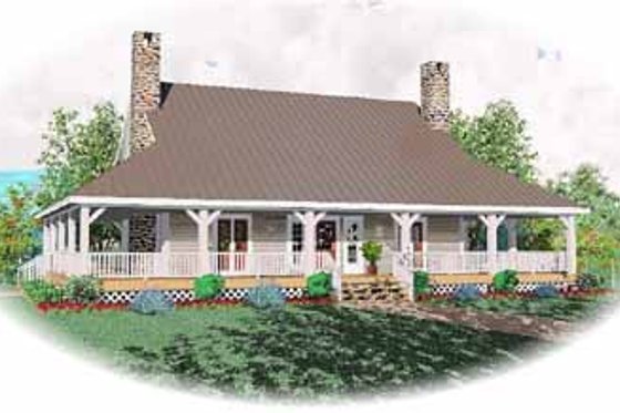 Exterior - Front Elevation for Country House Plan #81-241 - 3 bed, 2.5 bath