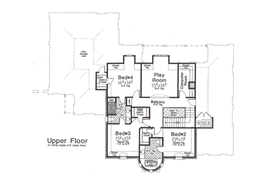 Floor Plan - Upper Floor for European House Plan #310-651 - 4 bed, 3.5 bath