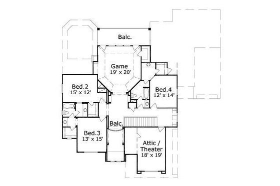Floor Plan - Upper Floor for European House Plan #411-579 - 5 bed, 3.5 bath