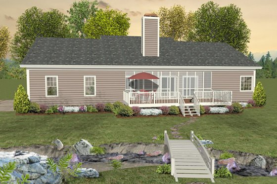 Ranch, Southern, Rear Elevation