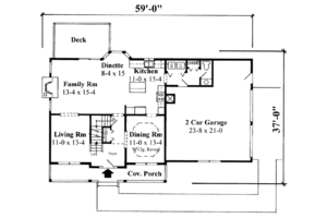 Floor Plan - Main Floor for Country House Plan #75-155 - 3 bed, 2.5 bath