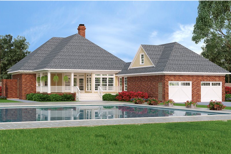 Architectural House Design - Exterior - Rear Elevation for Ranch House Plan #45-574 - 3 bed, 2.5 bath
