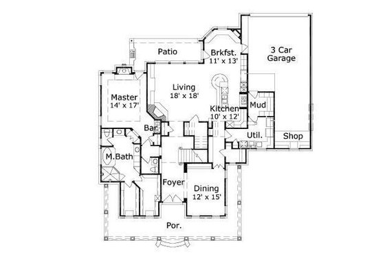 Floor Plan - Main Floor for Traditional House Plan #411-530 - 4 bed, 3.5 bath