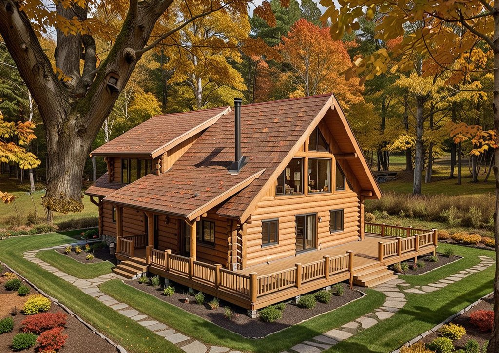 Exterior - Front Elevation 2 for Log House Plan #117-118 - 3 bed, 2 bath
